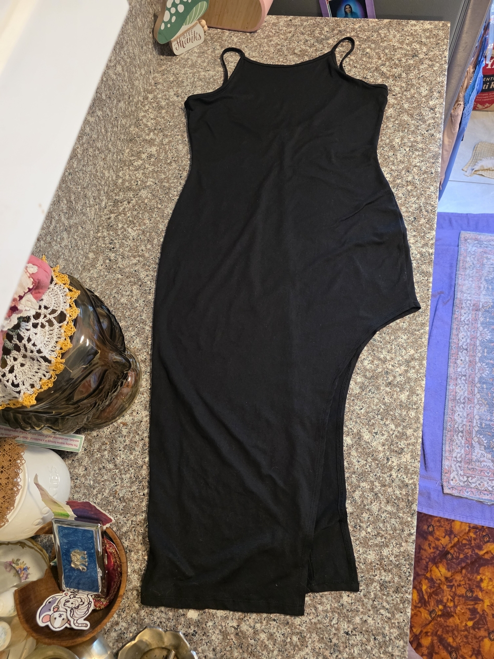 Hatch Black Asymmetrical Slip Dress